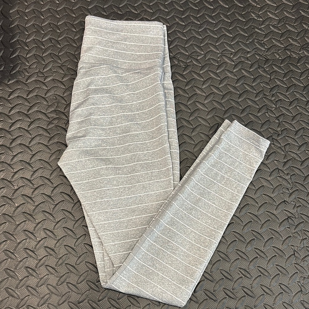 Athleta Gray Leggings gray white stripe small